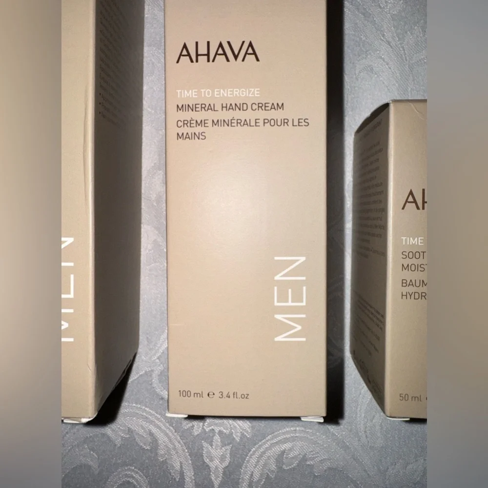 AHAVA Men’s 3 piece skin care set, Mineral Shower Gel/Hand Cream/After-Shave